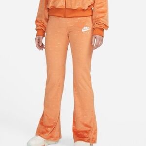 Nike air velour orange flare high waist pants - XS